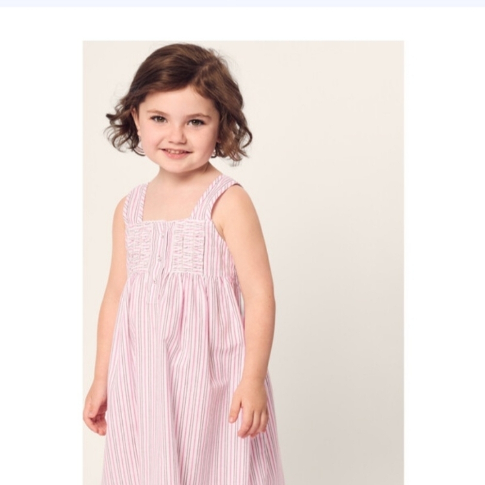 Girls' Pink and White Striped Sundress with Smocked Bodice